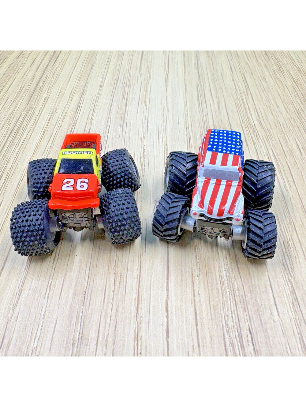 Vintage Galoob Micro Machines Tredz Boomer #26 + Stars & Stripes Monster Trucks